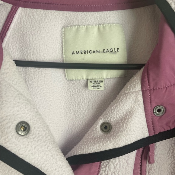 American Eagle | Fleece Sherpa Dolman Snap Button Oversized Jacket Retro Size XS - Picture 7 of 8